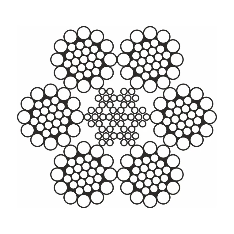 Cablu de tracțiune dublu combinat cu inimă metalică construcție 6x31WS+IWRC